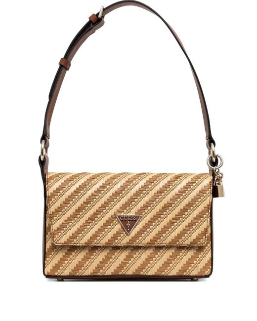 Guess Metallic Schultertasche mit diagonalen Streifen