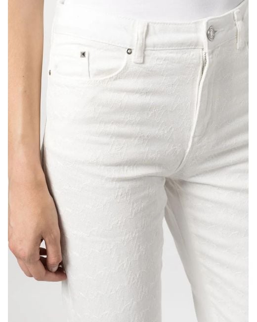 Karl Lagerfeld White High-Waisted Straight-Leg Jeans