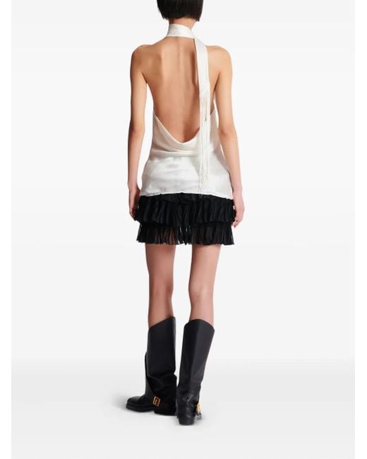 Top con escote halter Balmain de color White