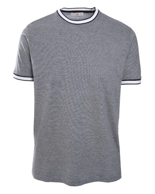 Luciano Barbera Gray Contrasting-Trim T-Shirt for men