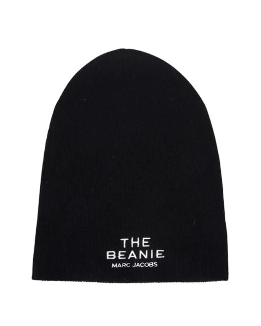 Marc Jacobs Black Embroidered-Logo Beanie
