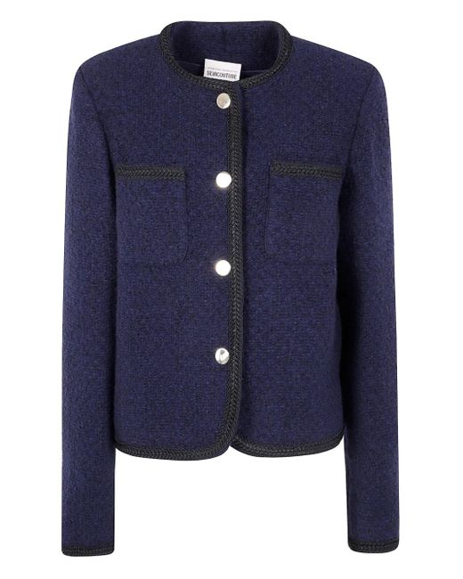 Semicouture Blue Ricarda Wolljacke mit Flechtbesatz