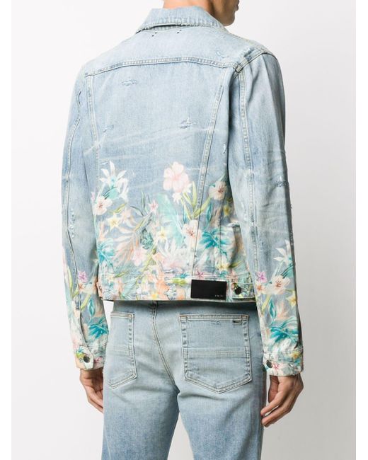 Amiri Floral-detail Denim Jacket in 