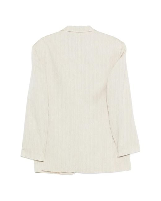 Alysi White Buttoned Stripped Blazer