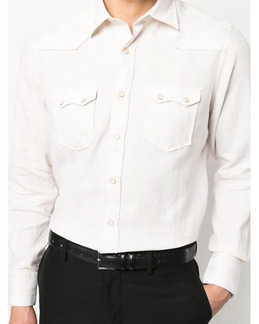 Lardini White Striped Flap-Pockets Shirt for men