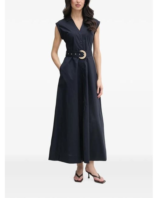 GAUDI Blue Belted Sleeveless Maxi Dress