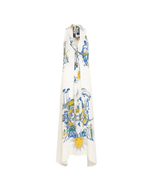 Amir Slama Blue Tie Sleeveless Printed Dress