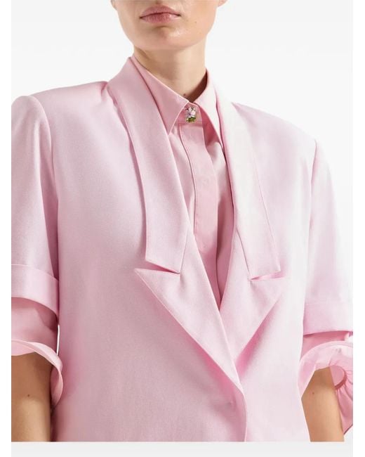 Genny Pink Flap-Pockets Short-Sleeves Blazer