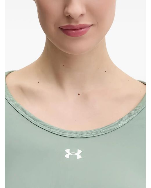 Under Armour Green Logo-Print Long-Sleeves T-Shirt