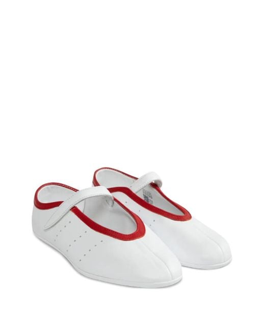 Adidas White Stan Smith Leather Strap Ballet Flats