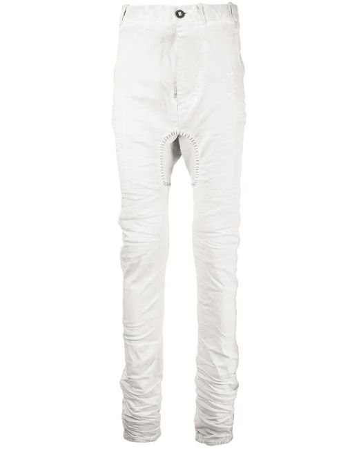 Boris Bidjan Saberi White Stitch-Detail Skinny-Cut Jeans for men
