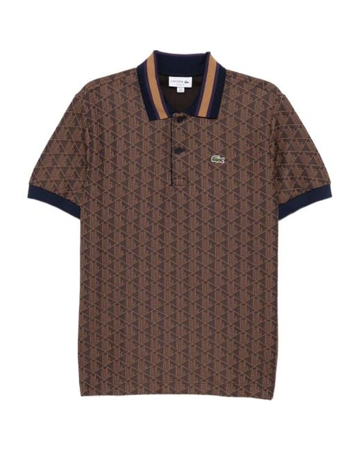 Polo con monograma en jacquard Lacoste de hombre de color Brown