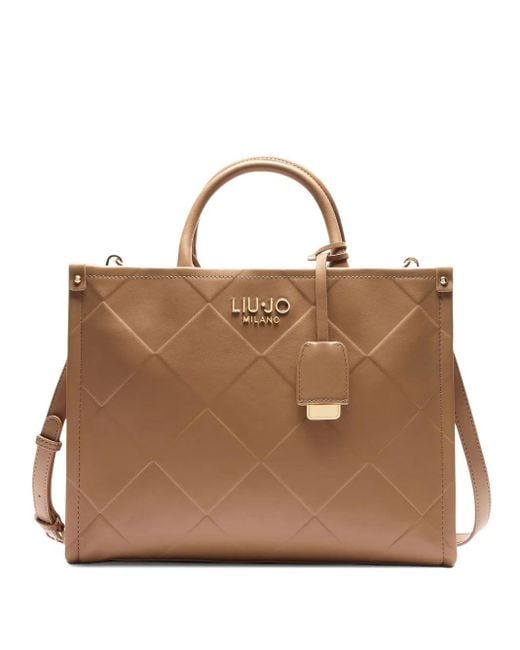 Bolso shopper con motivo de diamante Liu Jo de color Brown