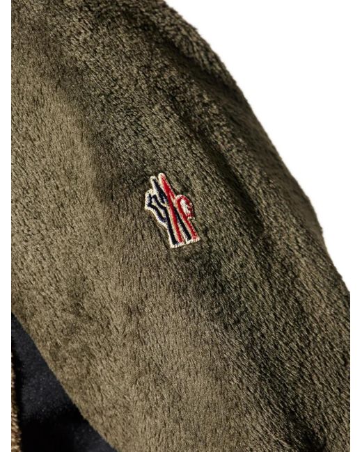 Moncler Green Polartec Zip-Up Sweatshirt for men
