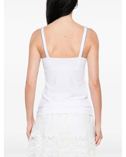 Brunello Cucinelli White V-Neck Vest
