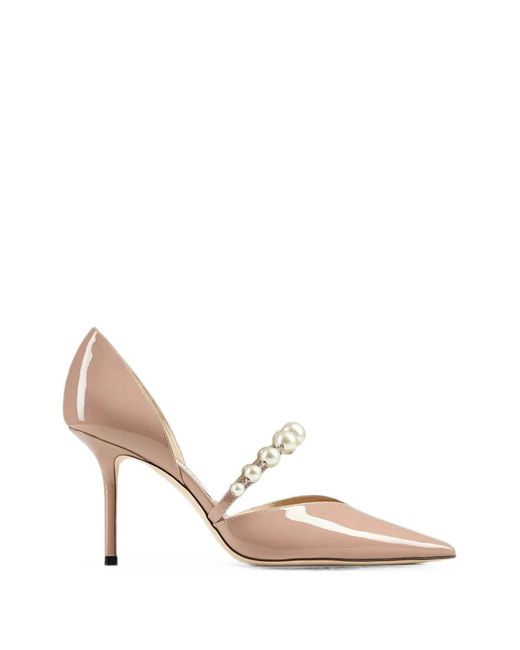Jimmy Choo Pink Aurelie Pearl-Embellished Stiletto Pumps