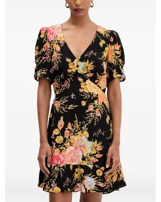 Never Fully Dressed Women's Black A-Line Floral Mini Dress