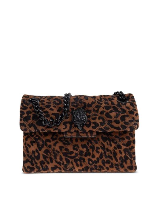 Kurt Geiger Brown Mittelgroße Kensington Schultertasche mit Leoparden-Print