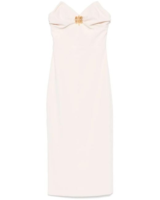 Elisabetta Franchi White Cream Midi Dress