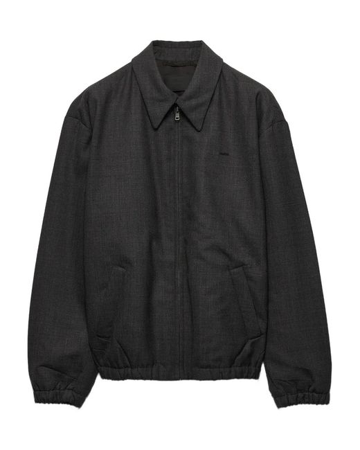 Prada Black Embroidered-Lettering Jacket for men