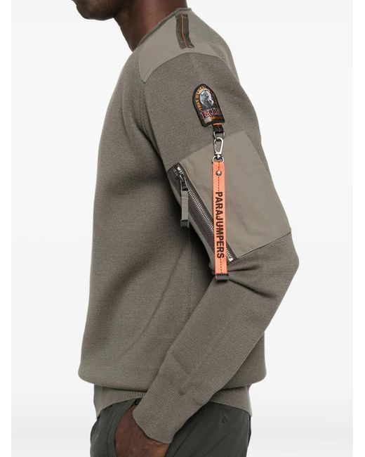 Parajumpers Gray Crew-Neck Panelled Sweatshirt for men