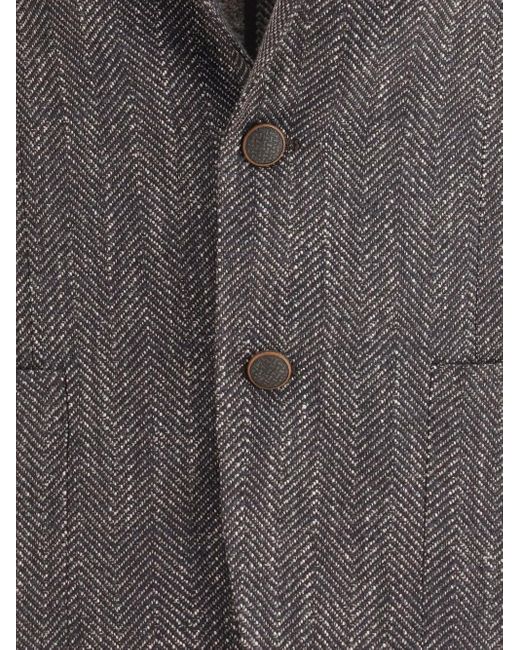 Tagliatore Gray Herringbone Peaked-Lapel Blazer for men