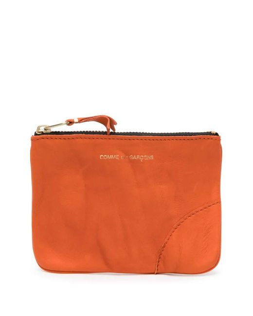 Comme des Garçons ジップアップ レザークラッチバッグ Orange
