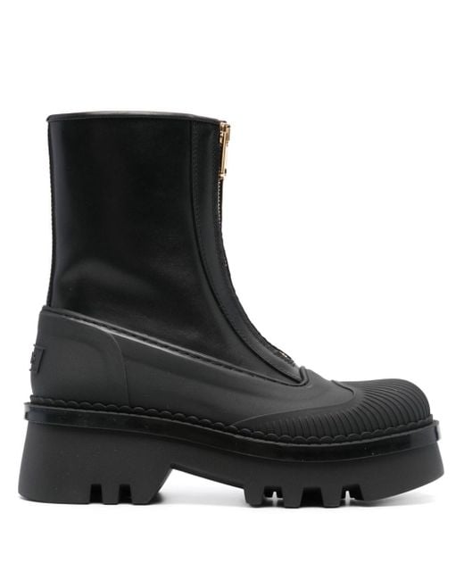 Chloé Black Raina Leather Ankle Boots