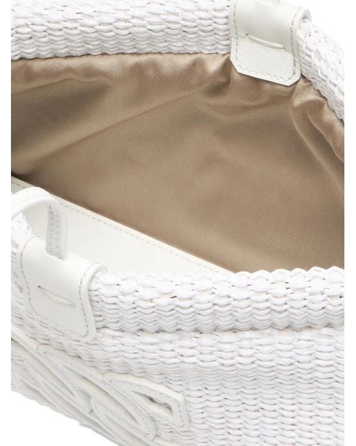 Casadei White Amalfi Woven Shoulder Bag