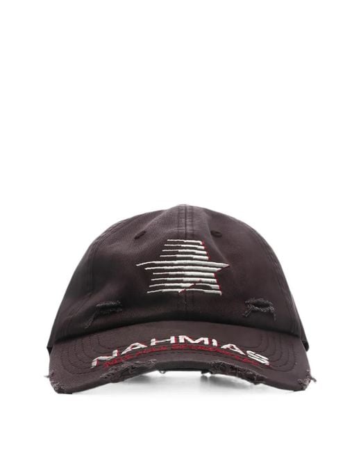 NAHMIAS Black Miracle Distressed-Finish Baseball Hat for men