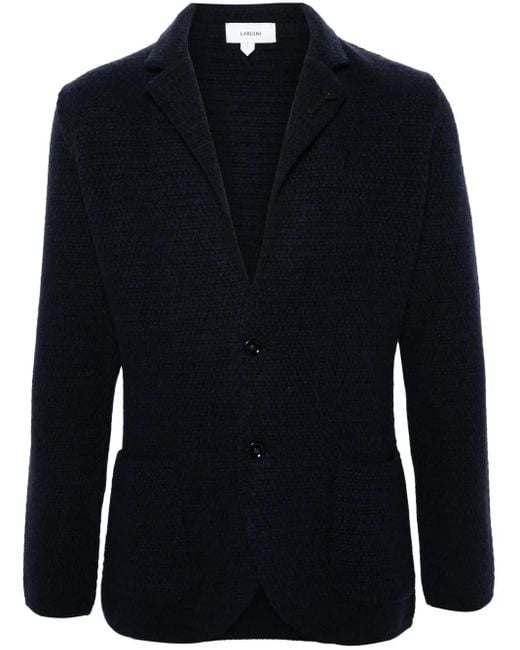 Lardini Blue Single-Breasted Cashmere Blazer for men