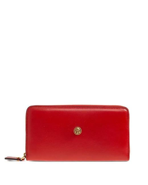 Versace Red Portefeuille Zippé À Médaillon