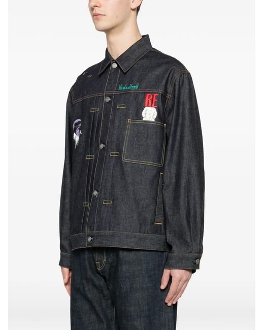 Undercover Black Print Denim Jacket for men