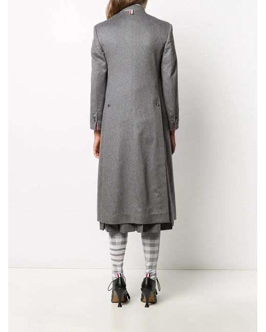 Thom Browne Gray Wide Lapel Cashmere Overcoat