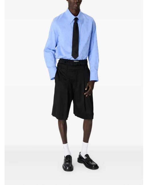 MARINE SERRE Blue Moonogram-Jacquard Poplin Shirt for men