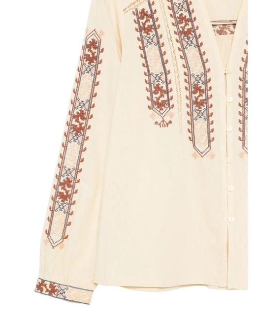 Ba&sh Natural Faustina Embroidered Blouse