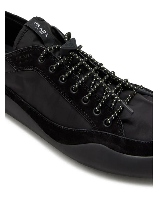 Prada Black Suede Lace-Up Sneakers for men