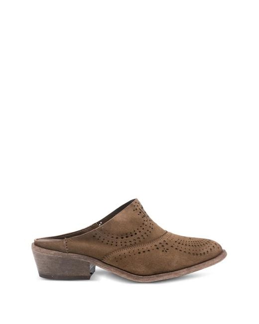 CURIOSITÉ Brown Mules En Cuir À Design Perforé