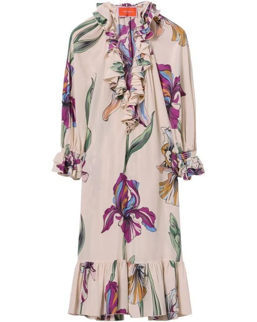 LaDoubleJ Pink Jude Floral-Print Midi Dress