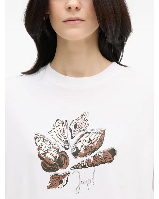 Joop! White Shell-Print Rhinestone-Embellished T-Shirt