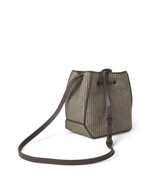 Brunello Cucinelli Gray Monili-embellished Raffia Bag