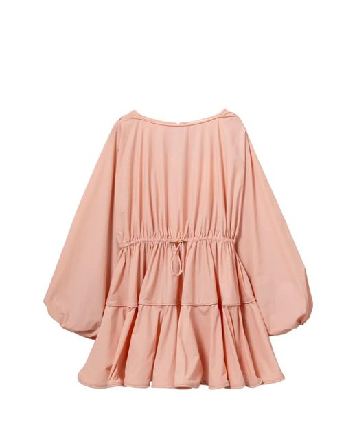 Zimmermann Pink Tiered Drawstring Dress