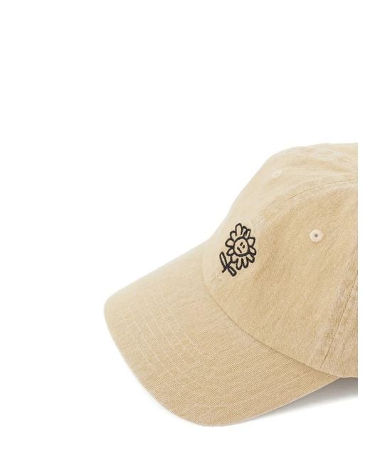 sunflower Natural Distressed-Effect Embroidered Cap for men