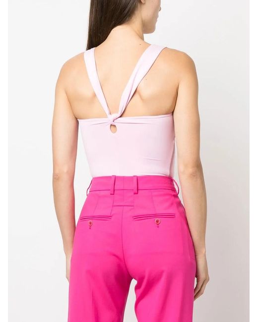 Blumarine Pink Knot-Detail Sleeveless Bodysuit