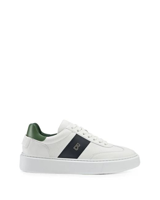 Bogner White Philadelphia 4A Grained-Finish Side-Stripe Sneakers for men