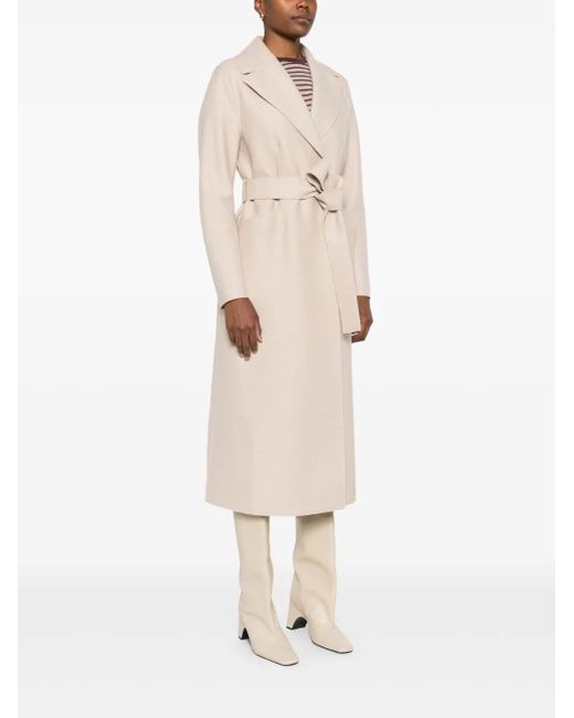 Harris Wharf London Natural Belted Notched-Lapels Coat