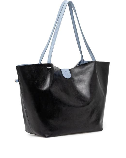 Patrizia Pepe Black Embossed-Logo Tote Bag