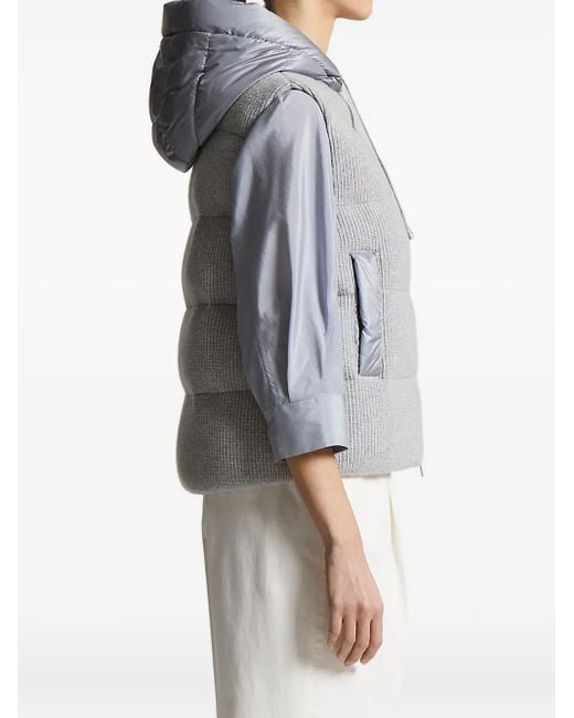 Peserico Gray Hooded Quilted Padded Jacket
