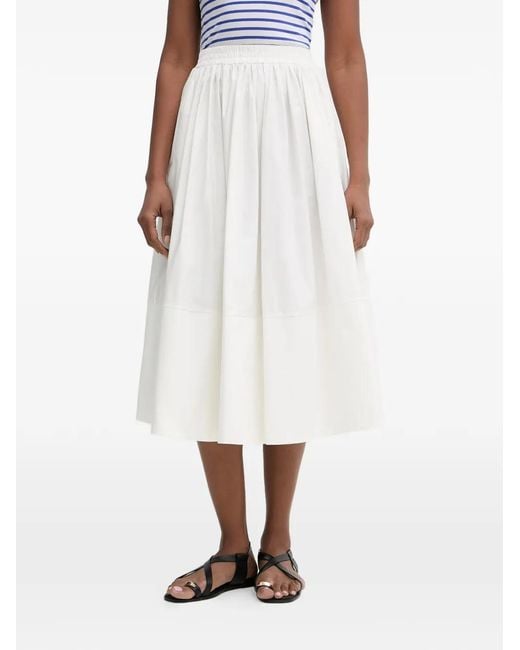 Twinset White Elasticated-Waistband Pleated Skirt