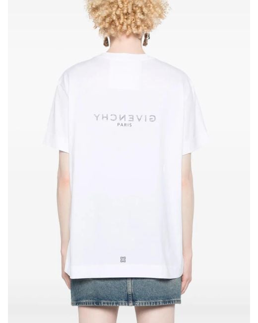 Givenchy White Cotton Logo Printed T-Shirt